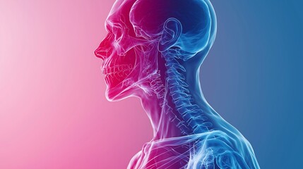 X-ray effect to subtly display his skeletal framework in a glowing blue, contrasted against a thermal backdrop that shades from icy blues at his extremities to intense reds at his torso