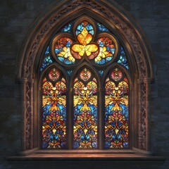 Gothic stained-glass window detail