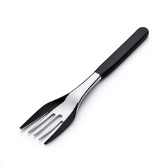 Fototapeta premium Stainless Steel Fork with Black Handle on a White Background for Kitchen Utensil Display and Culinary Use