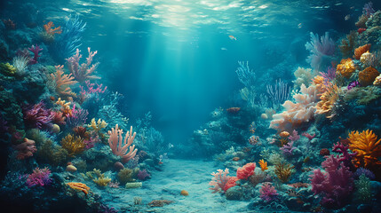 Ocean coral reef underwater. sea world under water background. the beauty of the underwater ocean reef landscape. Underwater Worlds. Illustration