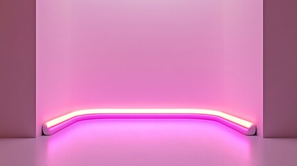 Fototapeta premium Pink neon light stage, empty