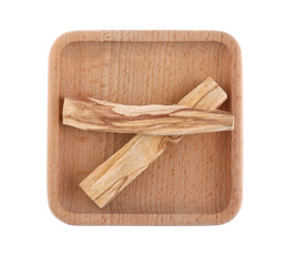 Palo santo sticks on white background, top view