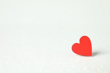 Red decorative heart on white background, space for text. Happy Valentine's day