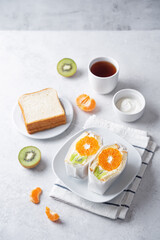 Japanese fruit sandwiches in a plate