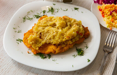 Pork chop dish with sauerkraut - Polish cuisine. High quality photo