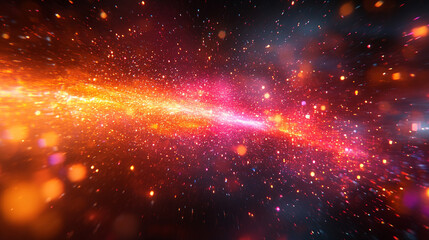 Fototapeta premium A stunning abstract digital artwork bursts with dynamic, colorful pixel effects. Vibrant hues blend seamlessly, evoking energy and movement with modern blurred space for creative captions.