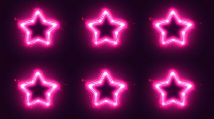 Obraz premium Pink neon stars, dark background, party backdrop