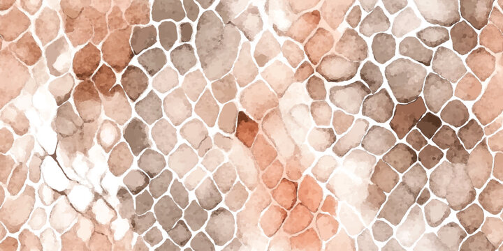 Seamless Vector pattern Snake skin texture background, Snake skin print repeating background, watercolor delicate Python skin textile pattern