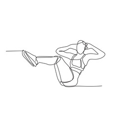 Obraz premium Continuous single line logo art of a woman doing sit ups, abdominal muscle movement