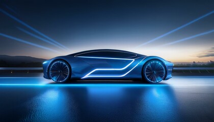 매끈한 유선형 바디를 가진 미래형 전기차