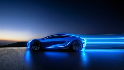 매끈한 유선형 바디를 가진 미래형 전기차