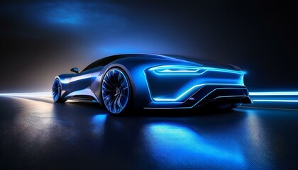 매끈한 유선형 바디를 가진 미래형 전기차