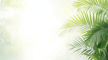 Lush green palm leaves create a serene background, ideal for nature-themed projects, wellness promotions, or environmental campaigns, Perfect for posters, presentations, or social media content,