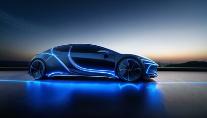 매끈한 유선형 바디를 가진 미래형 전기차