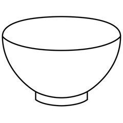 Bowl Icon. Simple Tableware Representation, Food Serving, Kitchenware Symbol, Dining Concept, Asian Cuisine Dish, Everyday Meal Container, Black and White Line Art, Classic Culinary Object