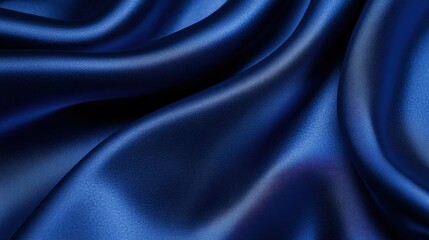 Fototapeta premium Deep Blue Satin Draped Luxuriously Smooth Fabric