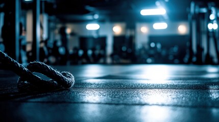 Modern Gym Workout with High-Tech Equipment and Lighting