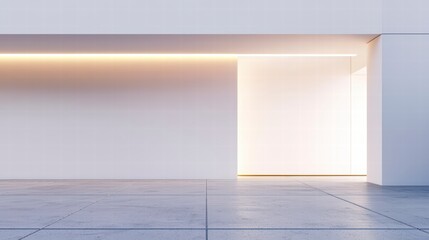 Minimalist Modern Interior: A sleek, modern interior design featuring a clean, white wall with subtle, warm-toned LED lighting illuminating a recessed area in the wall.