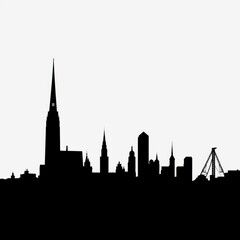 Fototapeta premium Paper art of tropical beach with waves and palm trees generative ai image silhouetted skyline cityscape architecture illustration building city vector