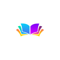 Colorful Open Book Logo Design, Education, Reading, Knowledge, Literacy