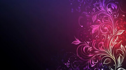 Purple floral design, dark background, invitation