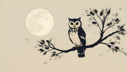 Fototapeta premium Mystical Owl on a Moonlit Night