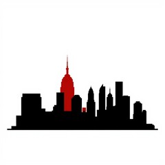 Naklejka premium Simplistic city silhouette in a minimalistic artistic interpretation silhouetted skyline cityscape architecture illustration building city vector