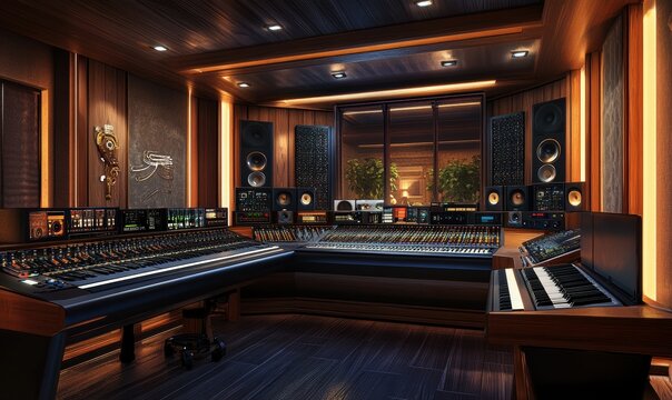 Anonymous music producer is focused on mixing tracks in a professional studio setting with a large console