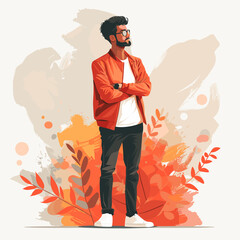 Man against the background of nature