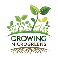 Obraz premium logo for growing microgreens on white background 