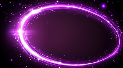 Obraz premium Purple light oval frame, dark background, design element