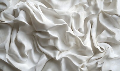 Obraz premium Crumpled white fabric with intricate folds and textures, creating an abstract and elegant visual pattern