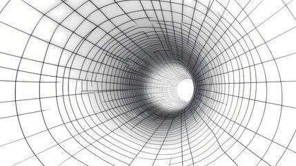 Obraz premium Abstract wireframe 3d tunnel. perspective mesh background texture. mesh model of a wormhole, vortex. 3d texture of a wormhole portal with a mesh structure. Portal & Dimensional Effects. Illustration