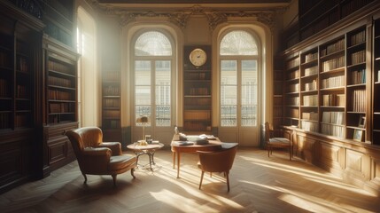 Bright Library with Natural Lighting and Cozy Atmosphere
