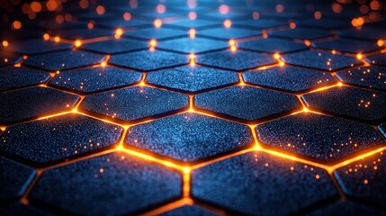Obraz premium Glowing Hexagon Network, Futuristic Technology Background