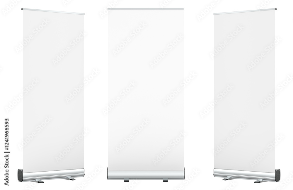 Fototapete blank roll up banners. rollup aluminium self-rolling display stands, self-rolling advertising displa