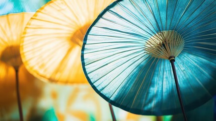 Obraz premium Bright umbrellas bring vibrant outdoor vibes