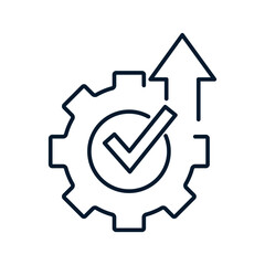 Concept of work process optimization. Vector linear icon isolated on white background.