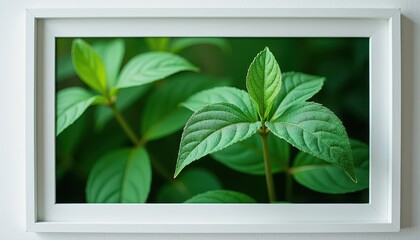 Vibrant Green Leaf Framed Against Sharp White Background