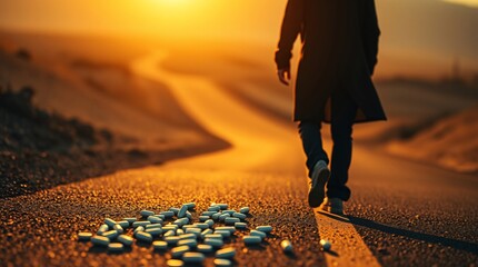 A conceptual image illustrating the struggle and triumph of breaking free from opioid and prescription drug addiction, symbolizing the path to recovery and freedom.