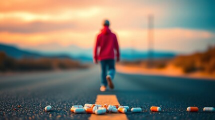 A conceptual image illustrating the struggle and triumph of breaking free from opioid and prescription drug addiction, symbolizing the path to recovery and freedom.