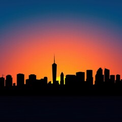 A solitary tree on a hill under a colorful sunset sky symbolizing peace and nature's beauty in a serene landscape silhouetted skyline cityscape architecture illustration building city vector