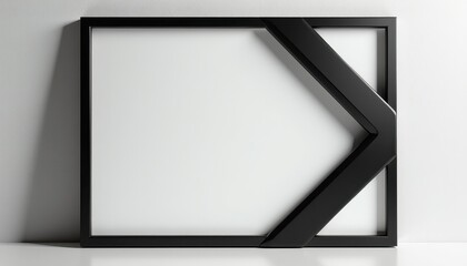 Modern Black Square Frame with Geometric Design Against White Wall