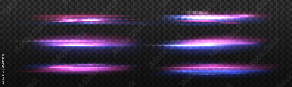Fototapete abstract fire flare traces, glowing neon red and blue lines, and particle motion effects combined wi
