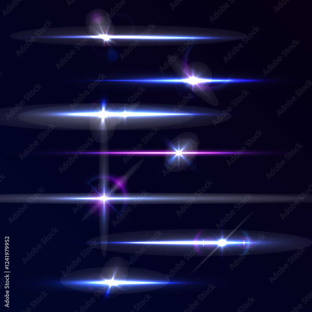 Poster Neon glowing horizontal lines, laser beams, and particle motion create an acceleration effect, with bright red and blue speed rays and abstract lens flares, forming an exciting visual composition.	