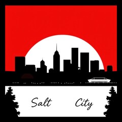 Fototapeta premium Vector illustration of urban skylines silhouetted skyline cityscape architecture illustration building city vector