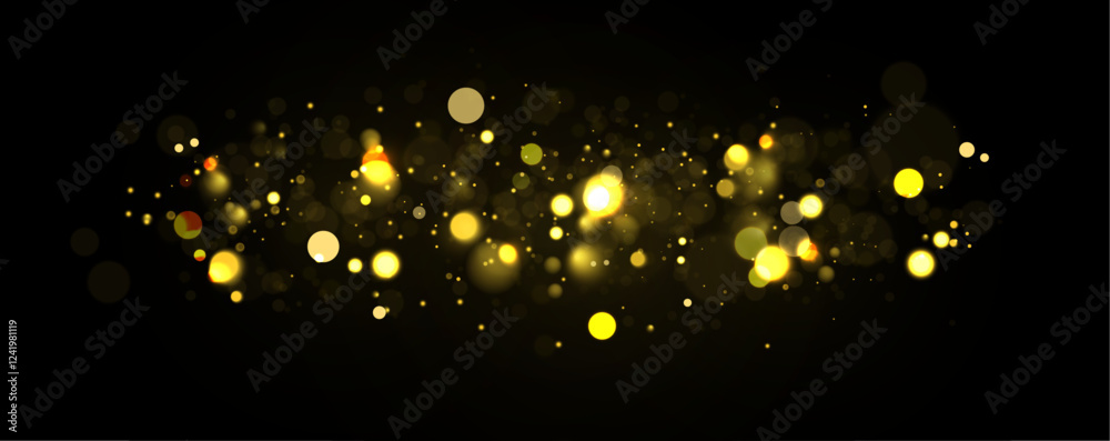 Aufkleber Abstract glares bokeh effect with glitters on a black background. Christmas concept. Glowing bokeh lights isolated on dark transparent background
