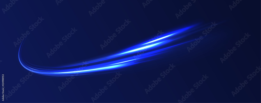 Poster Beautiful glow light flare and sparks with red and blue special effects, simulating a high-speed police line. Explosion in the universe creating a cosmic background for an event.	
