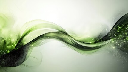 Green Technology Abstract Background with Black Elements and Copy Space for Text