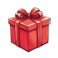 Obraz premium Minimalist Red Gift Box Icon on White Background